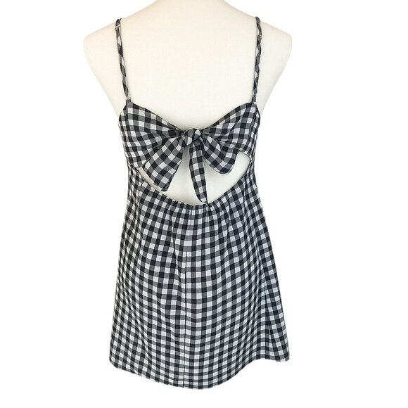 AMERICAN EAGLE Gingham Tie-Back Linen Blend Mini Dress - Size Medium - Picture 3 of 7
